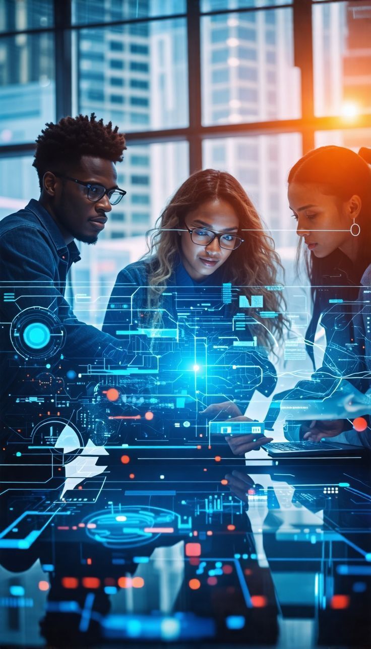 Futuristic digital innovation concept with glowing technology elements