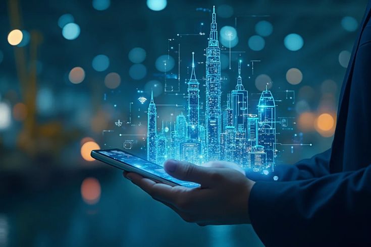 Artificial intelligence neural network visualization with glowing nodes