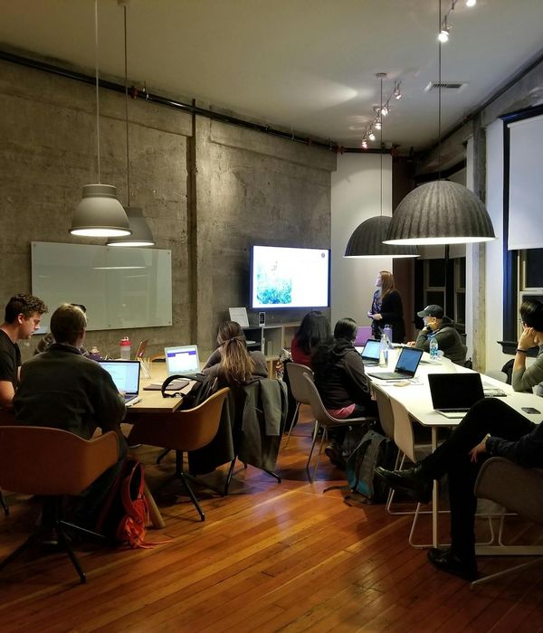 Modern technology office workspace with collaborative environment