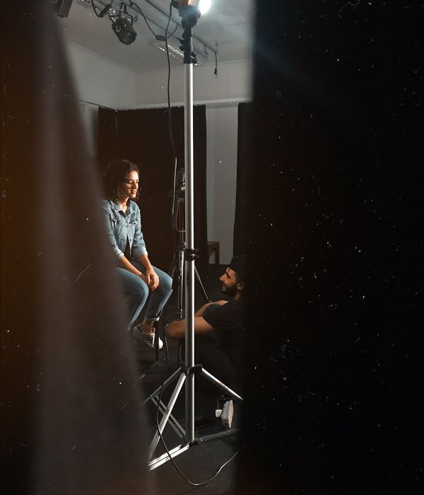 Professional technology director portrait with basalt texture